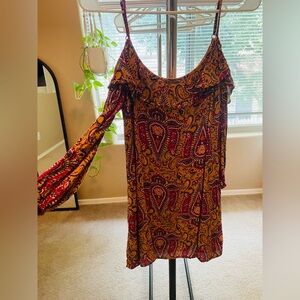 Hollister boho hippie style cold shoulder 3/4 sleeves mini dress size xsmall